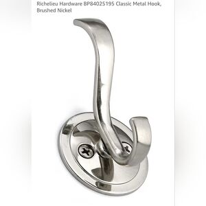 NEW (2) Richelieu Hardware BP84025195 Classic Metal Hook, Brushed Nickel